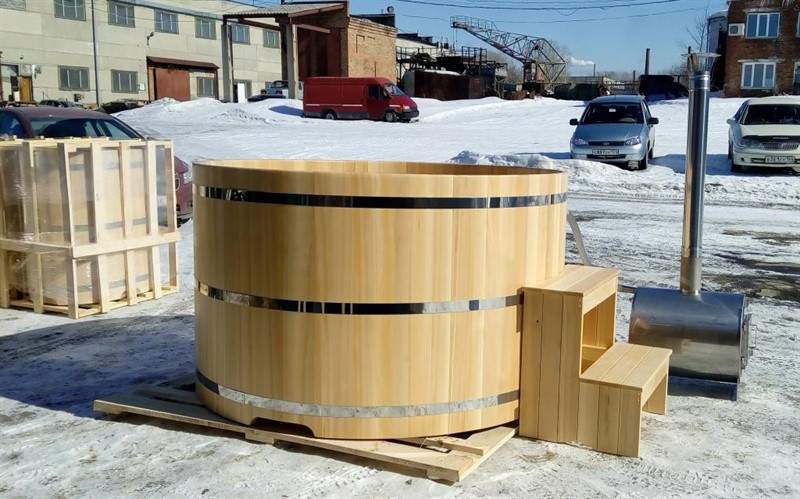 Круглая японская баня «Фурако» с внешней дровяной печью на 4 человек, 1200x1500 мм (рис.3)